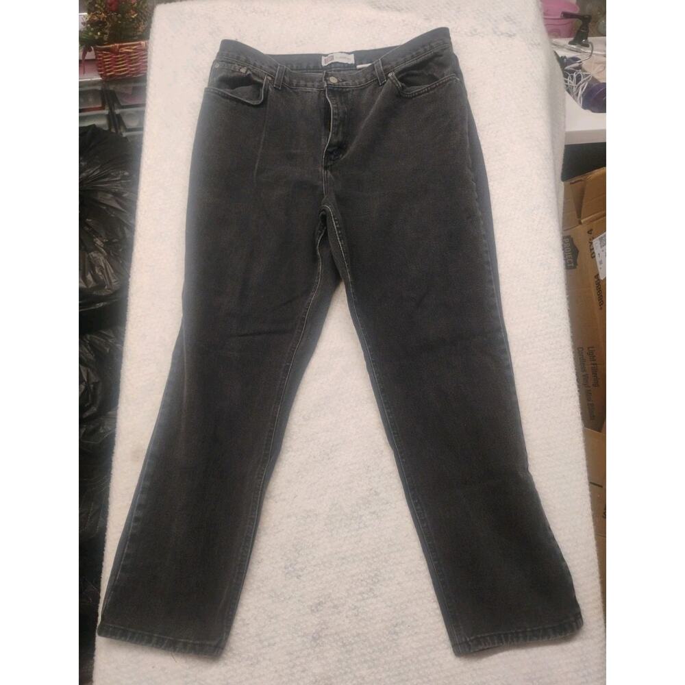 VTG 90s Faded Glory Women's Black Jeans Size 18 Made in USA High Rise Classic